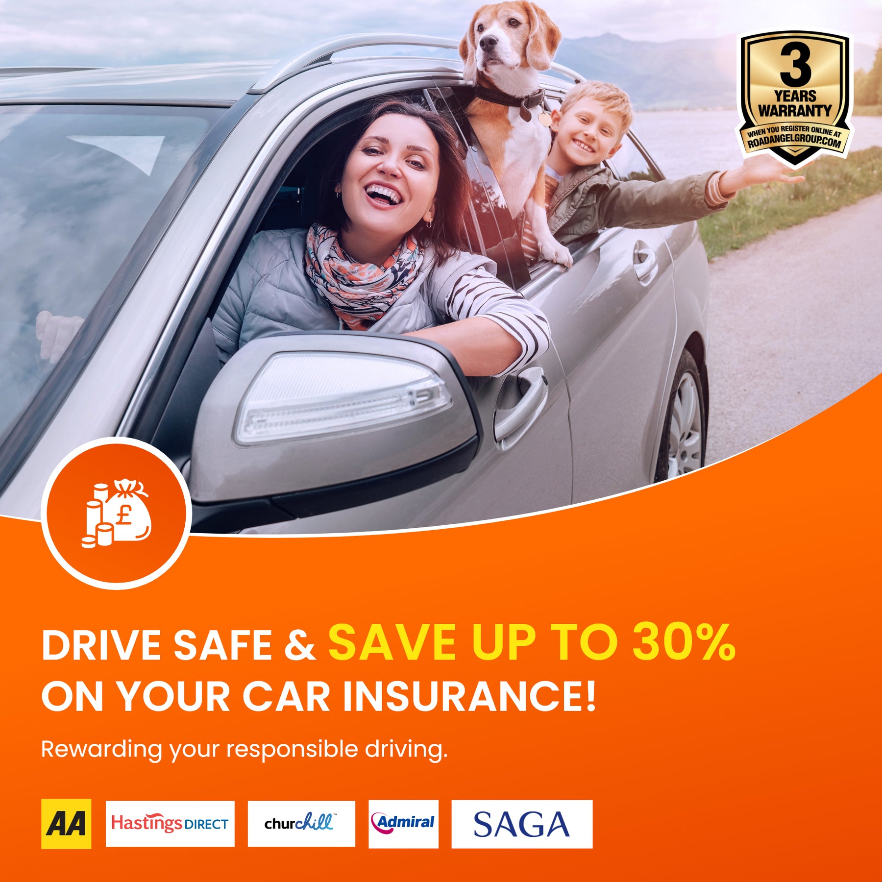 Road Angel Halo View Rétroviseur et caméra de tableau de bord